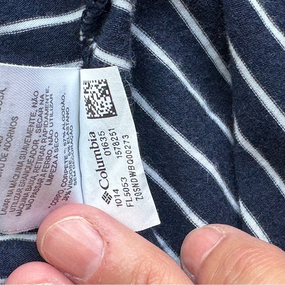 Columbia Navy White Striped High-Low Pull-On A-Line Midi Skirt Size S - Picture 6 of 10